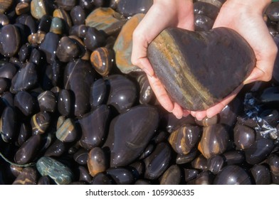 Hart Stone On Rock Beach At Hin- Ngam Island, Satun, South Of Thailand