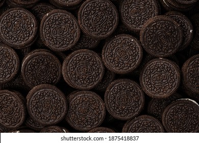 Hartford Connecticut, USA - December 15, 2020: Nabisco Oreo Cookies laying flat