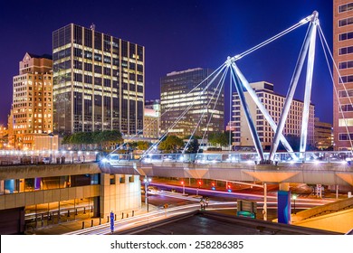 Hartford, Connecticut, USA Downtown Cityscape At Founders Bridge.