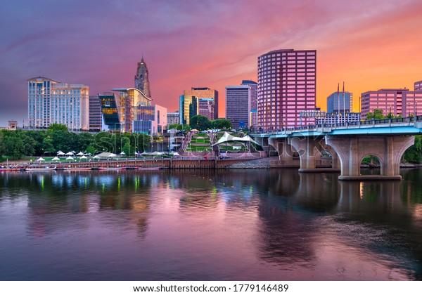 Hartford Connecticut Usa Downtown River Dusk Stock Photo 1779146489 ...