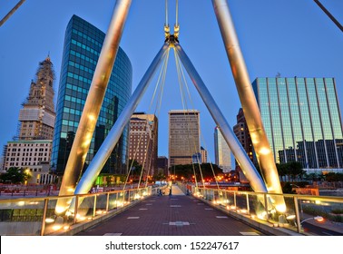 Hartford, Connecticut, USA skyline from Founders Bridge.