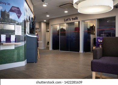 Hartlepool / Great Britain - April 20, 2019 : Interior Inside Of Natwest Bank High Street Branch Showing Waiting Area