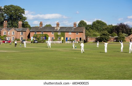 HARTLEY WINTNEY, SURREY/UK- Aug 6TH 2016: Hartley Wintney CC - 1st XI Vs Paultons CC - 1st XI Village Amateur Cricket League Match Open To Public To Watch On The Public Village Green.  