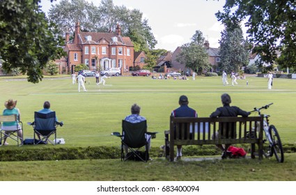 HARTLEY WINTNEY, SURREY/UK- Aug 6TH 2016: Hartley Wintney CC - 1st XI Vs Paultons CC - 1st XI Village Amateur Cricket League Match Open To Public To Watch On The Public Village Green.  