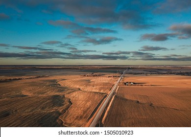 Harvested fields at sunset in Nebraska - Shutterstock ID 1505010923