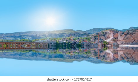 Hasankeyf Under Dam Waters - Panorama Of The City Of Hasankeyf In Eastern Turkey - Tigris River