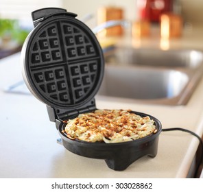 Hash Browns Made In Waffle Maker Kitchen Hack