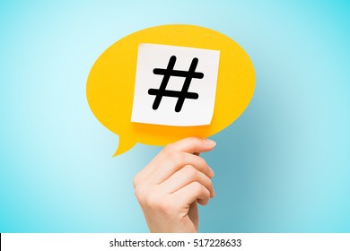 hashtag post viral web network media tag marketing trending speech bubble blogging blog website strategy concept - stock image
