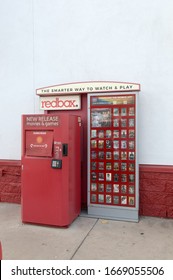 Haskell,Texas- March 06,2020: Redbox Video Rental Kiosk At A Truck Stop In Haskell, Texas.