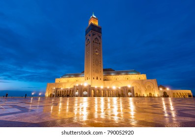 The Hassan II Mosque In Casablanca, Morocco. Night View