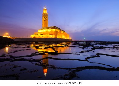 Hassan II Mosque during the sunset in Casablanca, Morocco