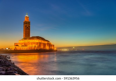 The Hassan II Mosque, the largest mosque in Morocco and the 13th largest in the world - Casablanca.
