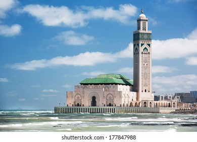 The Hassan II Mosque, located in Casablanca is the largest mosque in Morocco and the third largest mosque in the world after the Grand Mosque of Mecca and the Prophet's Mosque in Medina