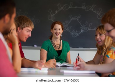 HASTINGS, NE - August 17th, 2013 - A Professor In A Classroom Teaching Students On The Hastings College Campus. The School Is A Private, Undergraduate, Four-year, Religious Liberal Arts College.