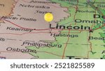 Hastings, Nebraska marked by a yellow map tack. The City of Hastings is the county seat of Adams County, NE.