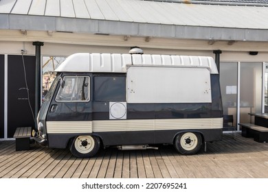 Hastings, United Kingdom, 24, August 2022 Side View Of A Converted 1954 Peugeot Vintage Van, Copy Space For Text