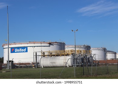 Hastings, Victoria Australia June 29 2021.   United Fuel Storage Area with new tanks under construction