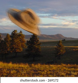 Hat flying in the air