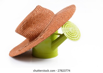 Hat of gardener  on white background