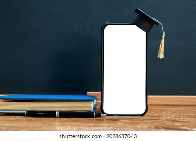 Hat Graduation On Smartphone For Concept Education Online