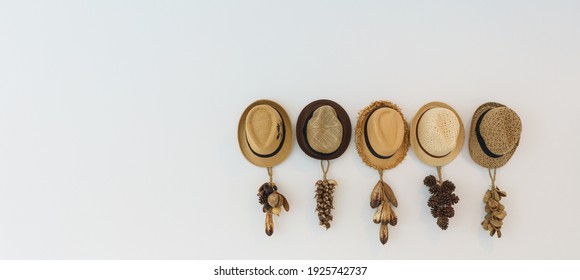 Hat hanging on wall. decoration beach home style. - Powered by Shutterstock