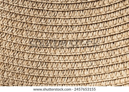 Hat texture. Round pattern. Sun style head cover. Holiday head cap. Sunlight protection background. Straw hat backdrop. Basket texture. Wicker background. Wooden mat pattern. Decorative mesh.