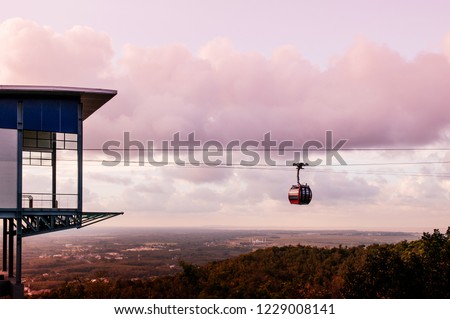 Hat Yai city view at sunset in summer from Hat Yai public park cable car ropeway, Songkhla - Thailand
