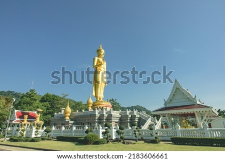 Hat yai Municipal Park at Hatyai, Thailand with Devotees worshipping the Buddha. 