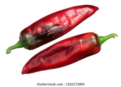 Hatch Chile Pepper, Ripening, With Streaks. New Mexican Or Numex Pod Type