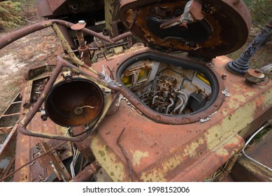 Hatch Of Soviet Military Engineering Vehicle, Buryakovka Radioactive Vehicles Graveyard In Chernobyl, Ukraine