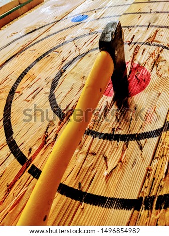 Hatchet Throwing Bullseyes on wooden target