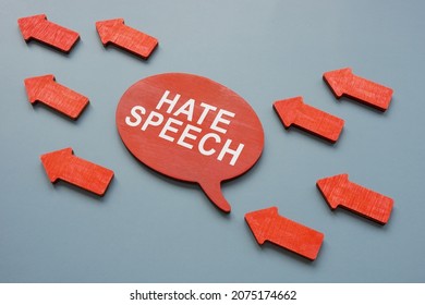 Hate Speech Concept. Red Arrows And Quote Bubble.