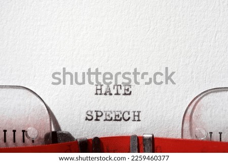 Hate speech text written with a typewriter.