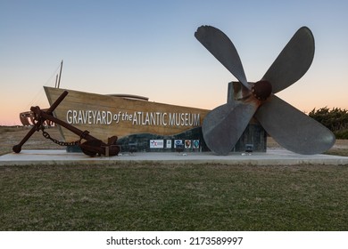 HATTERAS, NC  USA - JANUARY 12, 2022:  Sign For The Graveyard Of The Atlantic, A Landmark Maritime Museum Focusing On History And Shipwrecks Of The Outer Banks Of North Carolina.