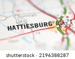 Hattiesburg. Mississippi. USA on a geography map