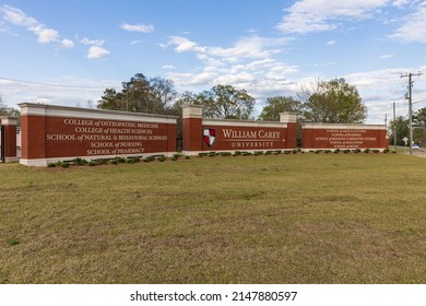 Hattiesburg, MS - March 24, 2022: William Carey University Sign