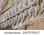 Hattusha the capital of the Hittites and its wall reliefs entrance gates nature and ruins on a sunny day