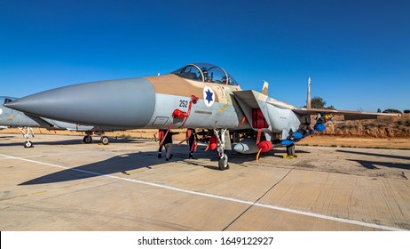 Hatzerim, Israel - December 23, 2019: Wide Angle Image Of The IAF Boeing F-15I Eagle 