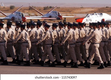 HATZERIM - JUNE 28 2007:Newly Graduated Israeli Air Force Pilots March In Formation During Their Graduation Ceremony At The Hatzerim Air Force Base Near Beer Sheva Israel.