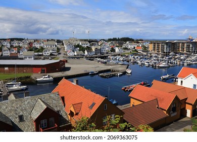 Haugesund City, Norway. Summer View Of Boats In Haugaland District Of Norway.