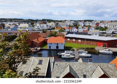 Haugesund City, Norway. Summer View Of Boats In Haugaland District Of Norway.