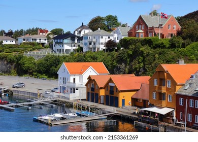 Haugesund City, Norway. Summer View Of Boats In Haugaland District Of Norway.