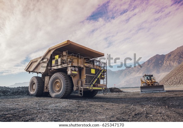 Haul truck in a\
Coppermine.