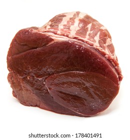 Haunch Of Venison Wrapped In Bacon Isolated On A White Background.