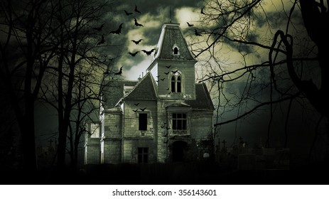 Haunted House With Dark Scary Horror Atmosphere