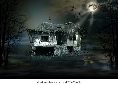 Haunted House With Dark Scary Horror Atmosphere