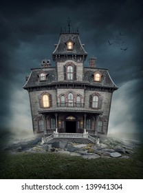 Haunted house on the empty field
