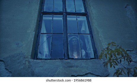 Haunted House, Scary Scene. Dead Bride Locked In The Creepy House.