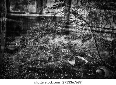 Haunting echoes of memory through abandoned places and shadows
