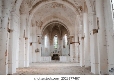 The Haunting Grandeur of an Abandoned Gothic Church Interior. - Powered by Shutterstock